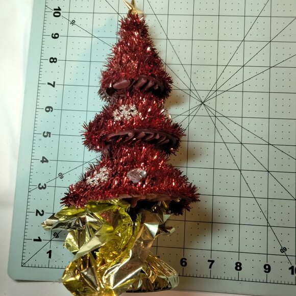 Red Tinsel Christmas Tree Balloon Weight Table Centerpiece Star Snowflake - Picture 2 of 4